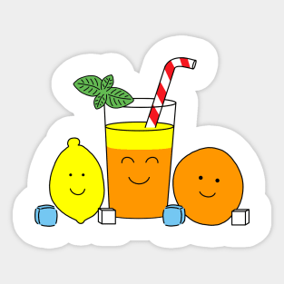 Cute Kawaii Lemonade team Lemon and orange fruit Sticker